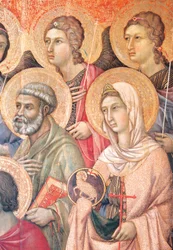 Ołtarz Maesty Duccio w katedrze w Sienie autorstwa Duccio di Buoninsegna (ok. 1255 - przed 1319), tempera na drewnie, 212x425 cm, detal