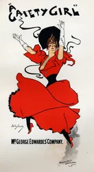 Sztuka. Zabawa. Wesoła dziewczyna, operetka Owena Hallsa i Sidneya Jonesa. Plakat: Dudley Hardy, Anglia