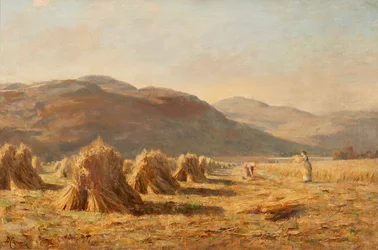 Żniwa w pobliżu Dumyat, Ochil Hills (olej na płótnie)