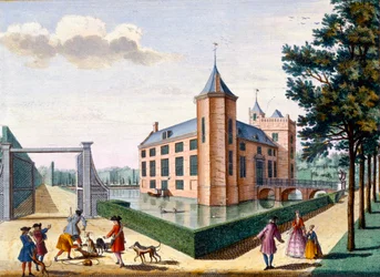 Zamek Assumburg, z Het Zeganpralent Kennemerlant autorstwa Hendricka de Letha i Matthiasa Broueriusa Van Nidka, wydany ok. 1700-1730