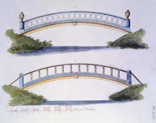Projekty mostów z Magazine of Garden Gems autorstwa G. van Laara, opublikowane 1802