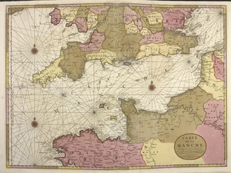 Carte de la Manche. Mapa pokazująca kanał w języku angielskim