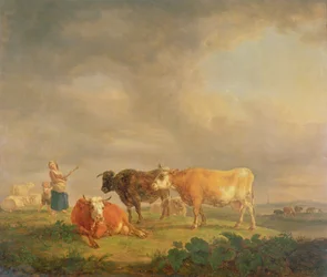 Bydło wypasane w krajobrazie, ok. 1820 (panel)
