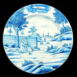Tabliczka Delftware przedstawiająca miesiąc maj (ceramika glazurowana cyną)