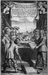 Frontyspis do LArchitecture Militaire Moderne ou Fortyfikacji Matthiasa Dogena, ryt. Theodor Matham (ok. 1606-76), wyd. Chez Louis Elzevier, Amsterdam, 1648