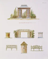 Dekoracje ogrodowe, z Magazine of Garden Gems, G. van Laar, opublikowane 1802 (patrz także 172967)