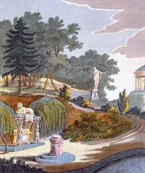 Dekoracje ogrodowe, z Magazine of Garden Gems G. van Laara, opublikowane 1802