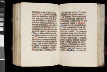 MS McClean 92, f.132v - f.133r, z Księgi Godzin, c.1470-90