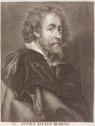 Portret Petera Paula Rubensa (1577-1640) płyta 30 z serii portretów artystów, sztychowana przez Joannesa Meyssensa (1612-70)