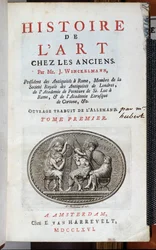 Strona tytułowa Historii sztuki wśród starożytnych Johanna Joachima Winckelmanna (1717-68), wydanej w Amsterdamie, 1766