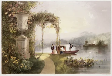 The Lake, Trentham Hall Gardens, z „The Gardens of England”, opublikowane w 1857 r. (chromolitho)