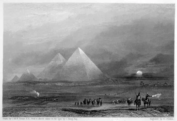 Piramidy, Giza, Egipt, XIX w.