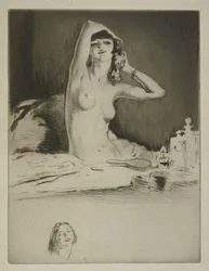 Kobieta w toalecie, ilustracja do „Mitsou” Sidonie-Gabrielle Colette (1873-1954) opublikowana w 1930 r. (akwaforta i sucha igła)