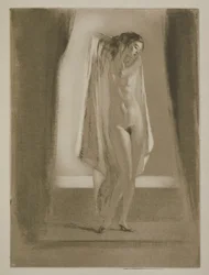 Kobieta wychodząca z wanny, ilustracja do „Mitsou” Sidonie-Gabrielle Colette (1873-1954) opublikowana w 1930 r. (akwaforta i sucha igła)