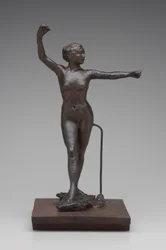Tancerka gotowa do tańca z prawą nogą do przodu, 1882-95 (wosk i technika mieszana)