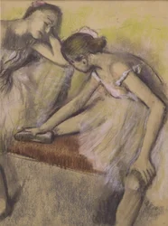 Dancers in Repose, ok. 1898 (pastel i węgiel na cienkim papierze tkanym w pełni przymocowanym do cienkiego arkusza podtrzymującego)