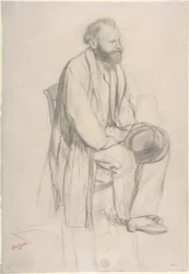 Édouard Manet, siedzący, trzymający kapelusz
