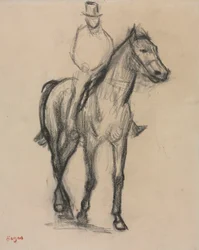 Koń i jeździec, ok. 1890 (czarna kreda)