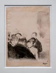 Mały Kardynał przemawia do swoich wielbicieli. Około 1876-1877. Monotyp ma czarny tusz.