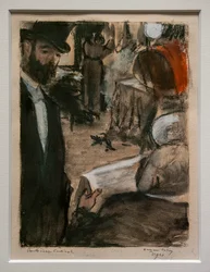 Ludovic Halevy znajduje Madame Cardinal w garderobie. Około 1876-1877. Pastel i ołówek na monotypie.