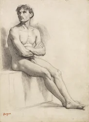 Siedzący mężczyzna, studium aktu, 1858
