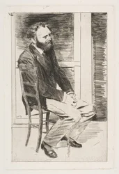Manet siedzący, zwrócony w prawo, 1864-65.