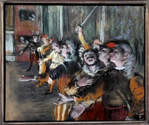 Pastelowe statystki lub chórzyści na monotypii Edgara Degasa (1834-1917) 1877 nd. 0,27x0,32 m Paryż, musee d