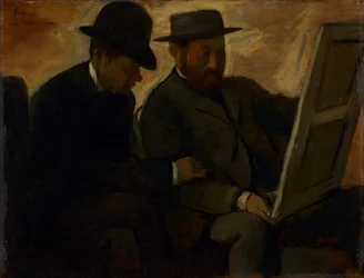 Paul Lafond i Alphonse Cherfils badają obraz, ok. 1878-1880