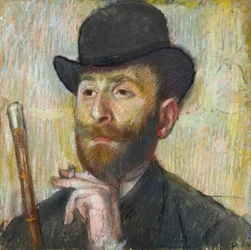„Portret malarza francuskiego Zakara Zakariana” (Portret malarza Zakara Zakariana (1849-1923)) Obraz pastelowy Edgara Degasa (1834-1917), ok. 1885 Wymiary 39,7x39,7 cm Kolekcja prywatna
