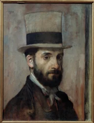 Portret Leona Josepha Florentina Bonnata (1833-1922) Malarz nosi cylinder. Obraz Edgara Degasa (1834-1917) 1863 Nd. 0,43x0,36 m Bayonne, Musee Bonnat - Portret Leona Josepha Florentina Bonnata (1833-1922). Artysta nosi cylinder. Malowanie b