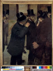 Portrety na giełdzie lub „A la Bourse”: reprezentacja Ernesta Maya (1845-1925), finansisty i kolekcjonera. Obraz Edgara Degasa (1834-1917). 1878-1879. Wymiary: 1,00 x 0,82 m. Paryż, Musee d