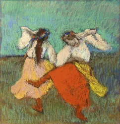 Rosyjscy tancerze (Danseuses Russes) par Degas, Edgar (1834-1917). Pastel na papierze, format : 63x60,8, ok. 1899, Kolekcja prywatna