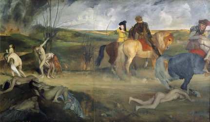 Scena wojny w średniowieczu, ok. 1865 r. (olej na płótnie)