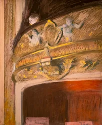 Gabinet loży przy teatrze. 1880. Pastel i olej na tekturze marufle na płótnie.