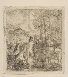 Sportowiec wsiadający na konia, 1856.