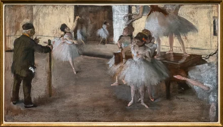 Lekcja tańca. Około 1876 r. Pastel na papierze naklejonym na tekturę.