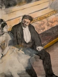 Dwóch mężczyzn i dwóch tancerzy (szczegół). Około 1876-1877. Pastel na monotypie.