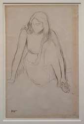 Kobieta siedząca nad wodą. Około 1867-1868. Czarny ołówek na papierze welinowym.