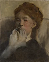 Młoda kobieta z ręką na ustach, ca. 1875.