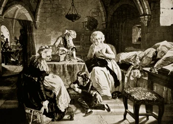 Ludwik XVI i jego rodzina w Świątyni, ilustracja z „Historii Narodów Hutchinsona”, ok. 1915
