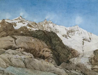 Mischabe Horner z Saas-Fee, Wallis, Szwajcaria (wc z gwaszem na papierze)