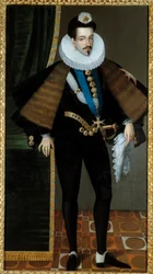 Portret u stóp Henryka III (1551-1589), króla Francji. Obraz Pierre