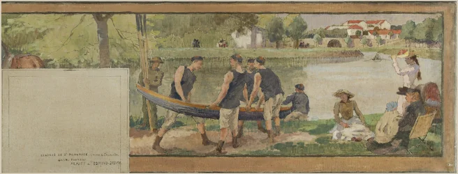 Szkic ratusza w Saint-Maurice: Krajobraz. Les bords de la Marne (dla ratusza), między 1890 a 1892 (olej na płótnie z tuszem)