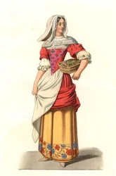 Francuski chłop XVII wiek, z ryciny Jean Saint Jean - Litografia z ilustracji Edmonda Lechevallier-Chevignarda (1825-1902), z „Costumes historiques des 16th