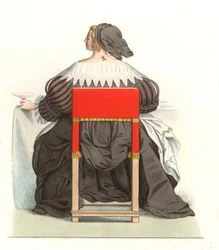 Francuzka XVII wiek, z ryciny Abrahama Bosse (1602-1676) - Litografia z ilustracji Edmonda Lechevallier-Chevignarda (1825-1902), z „Costumes historiques des 16th