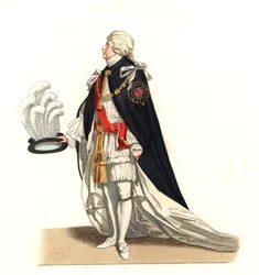 George Frederic Auguste (1727-1760), książę Walii, Anglia XVIII wiek - Litografia na podstawie ilustracji Edmonda Lechevallier-Chevignarda (1825-1902), z „Costumes historiques des 16th