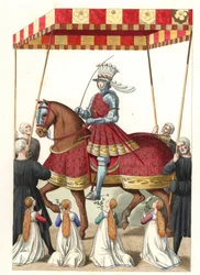 Król Francji Ludwik XII (1462-1515), według miniatury Jeana Marota (lub Desmarets, ok. 1450-ok. 1526) - Litografia z ilustracji Edmonda Lechevallier-Chevignarda (1825-1902), z „strojów historycznych XVI wieku