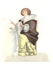 Kobieta szlachty francuskiej XVI wiek, wg ryciny Abrahama Bosse (1602-1676) - Litografia z ilustracji Edmonda Lechevallier-Chevignarda (1825-1902), z „Costumes historiques des 16th
