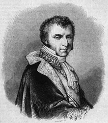 Portret Nicolasa Francois Molliena (1758-1850), francuskiego polityka. Grawerowanie Chevignarda w „” Malowniczym sklepie””