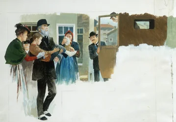 Nieszczęście, z Serca, Edmondo De Amicis, rysunek